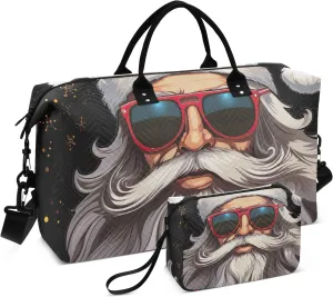 Santa Claus in Sunglasses on Black Duffel Bags Travel Duffle Bag Sports Duffel Bags Weekender Bags
