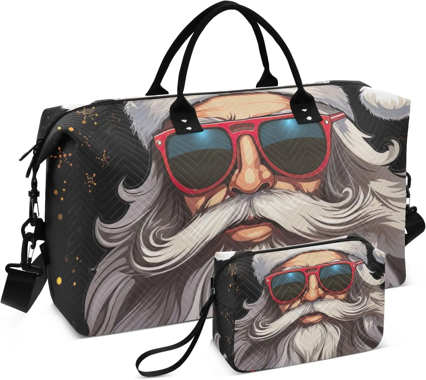 Santa Claus in Sunglasses on Black Duffel Bags Travel Duffle Bag Sports Duffel Bags Weekender Bags