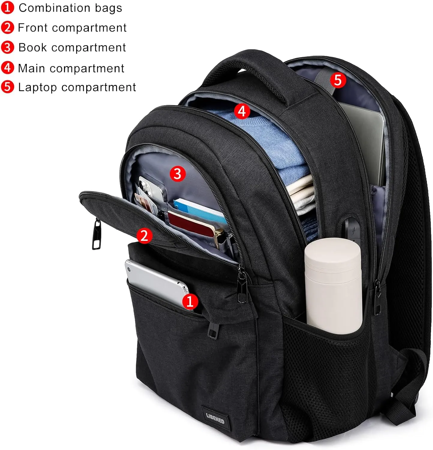 School Backpack for Teen Boys, 17.3 Inch Laptop Bookbag with USB Charging Port, Waterproof Backpack for High School & College Students, Durable Travel Backpacks for Teens