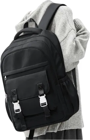 School Backpack For Women Men College Backpack With Lots Of Pockets Cute BookBag Casual Daypack Backpacks For Teens Girls Boys Waterproof(Black)