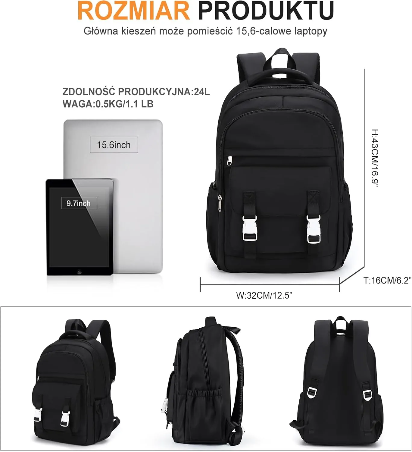 School Backpack For Women Men College Backpack With Lots Of Pockets Cute BookBag Casual Daypack Backpacks For Teens Girls Boys Waterproof(Black)