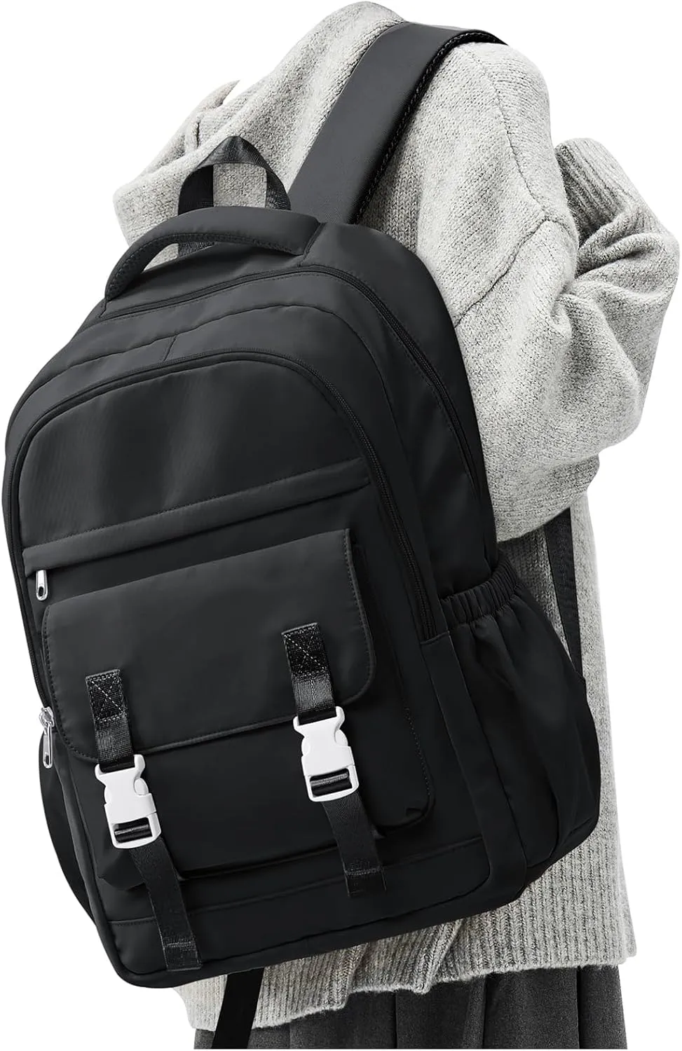 School Backpack For Women Men College Backpack With Lots Of Pockets Cute BookBag Casual Daypack Backpacks For Teens Girls Boys Waterproof(Black)