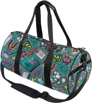 Science Pattern Gym Duffle Bags for Women Men Sports Fitness Bag Workout Travel Gymnastics Dance
