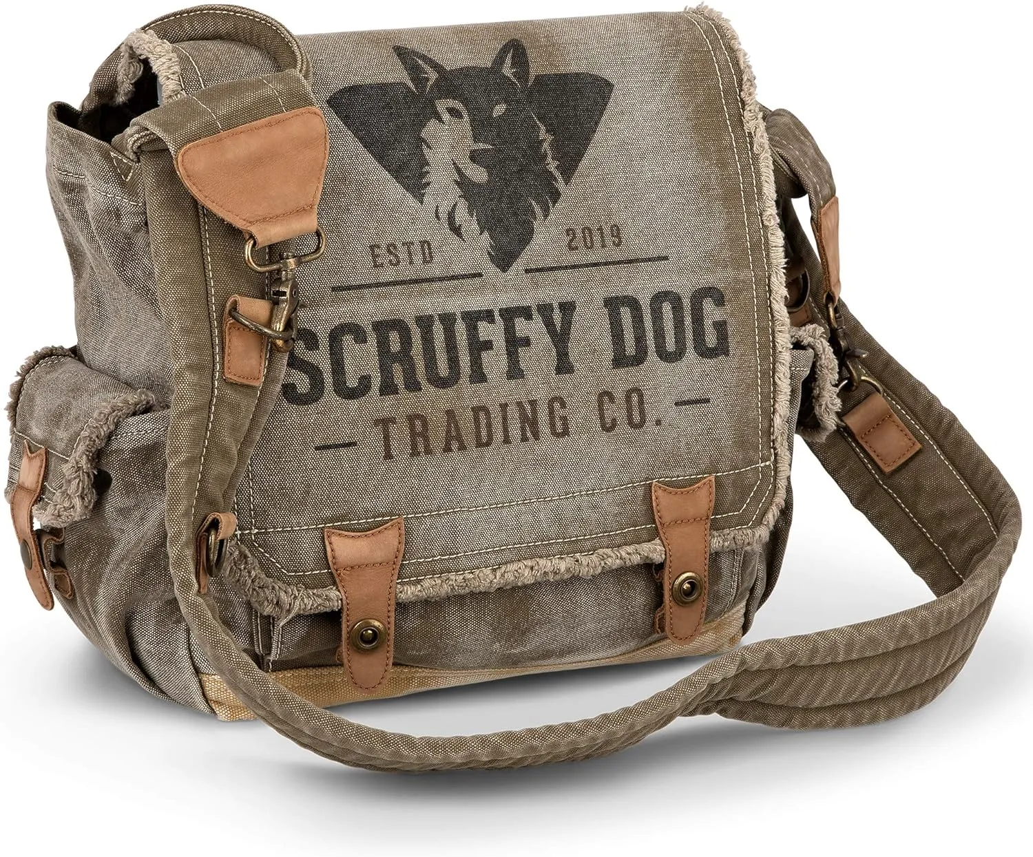 SCRUFFY DOG Crossbody Vintage Messenger Bag for Men and Women - Satchel Bag Men - Canvas Shoulder Bags - 13 inch