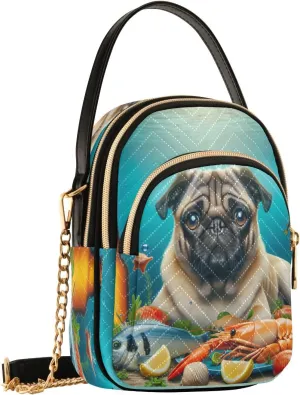 Seafood Bottle Aqua Crossbody Bags for Women Fanny Pack Travel Hiking Chest Bag Mini Wallet Phone Purse