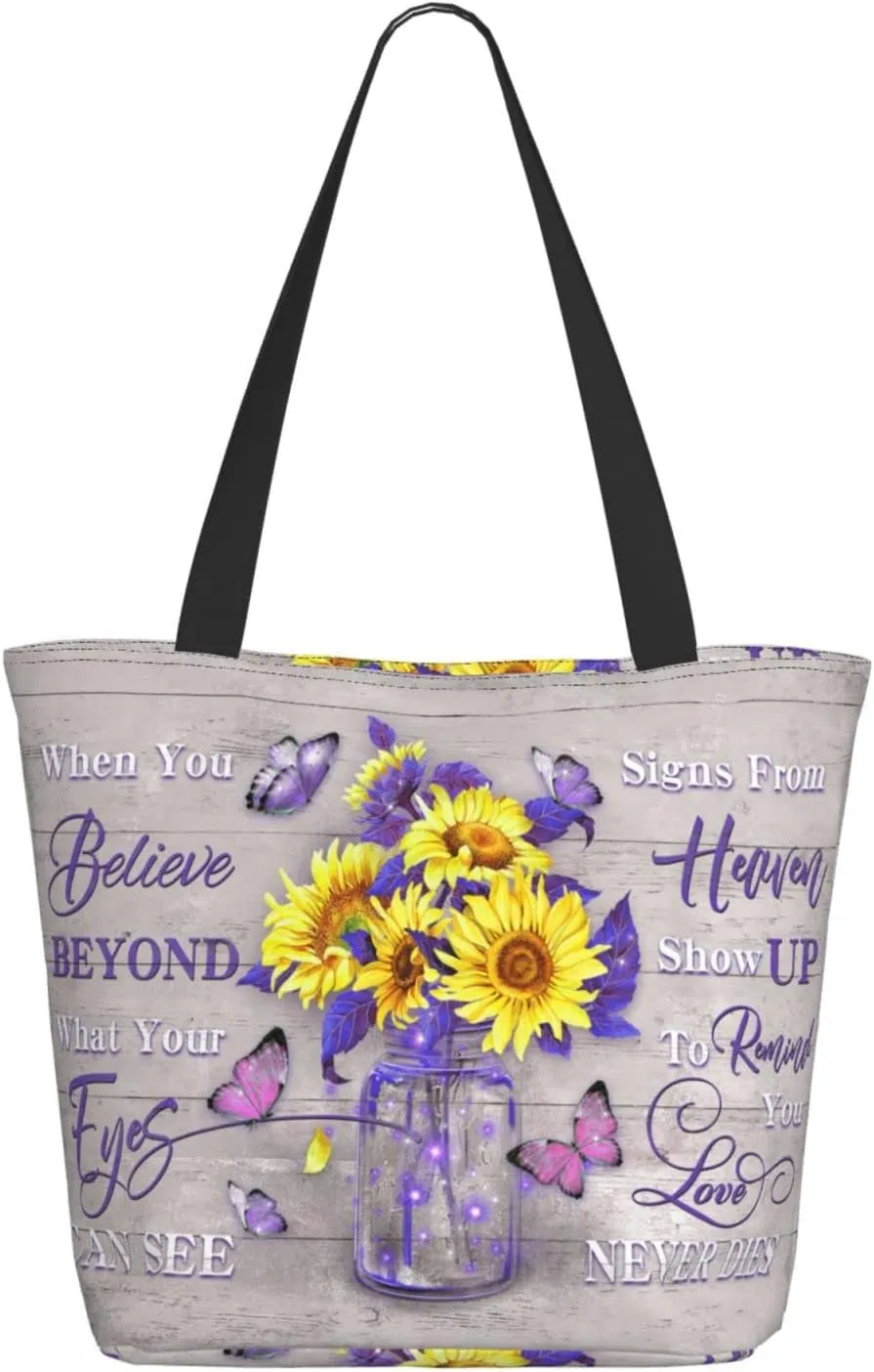 SENROLAN Bible Tote Bag Christian Reusable Shopping Tote Bag Inspirational Scripture Gift Bags For Women Mothers Day