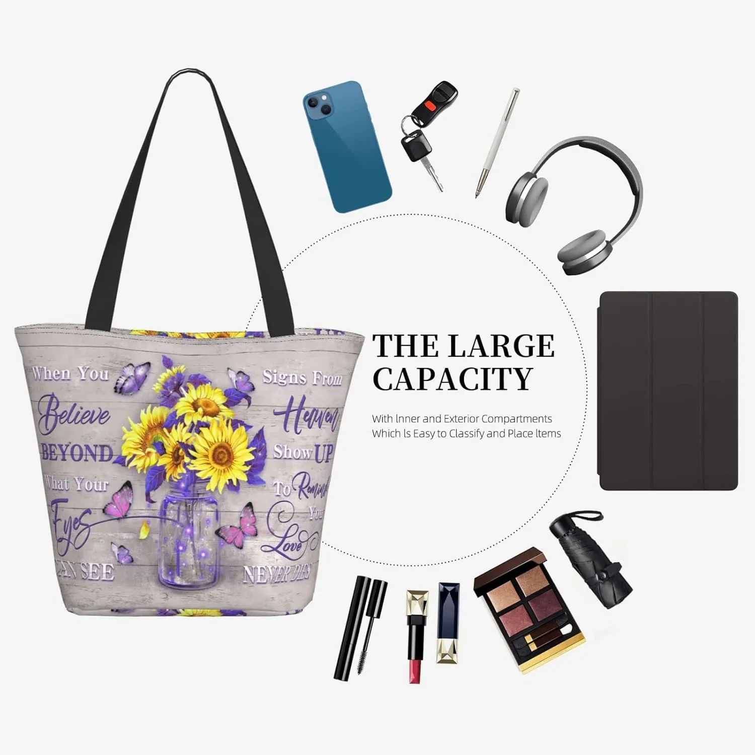SENROLAN Bible Tote Bag Christian Reusable Shopping Tote Bag Inspirational Scripture Gift Bags For Women Mothers Day