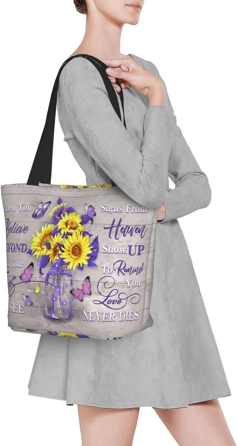 SENROLAN Bible Tote Bag Christian Reusable Shopping Tote Bag Inspirational Scripture Gift Bags For Women Mothers Day