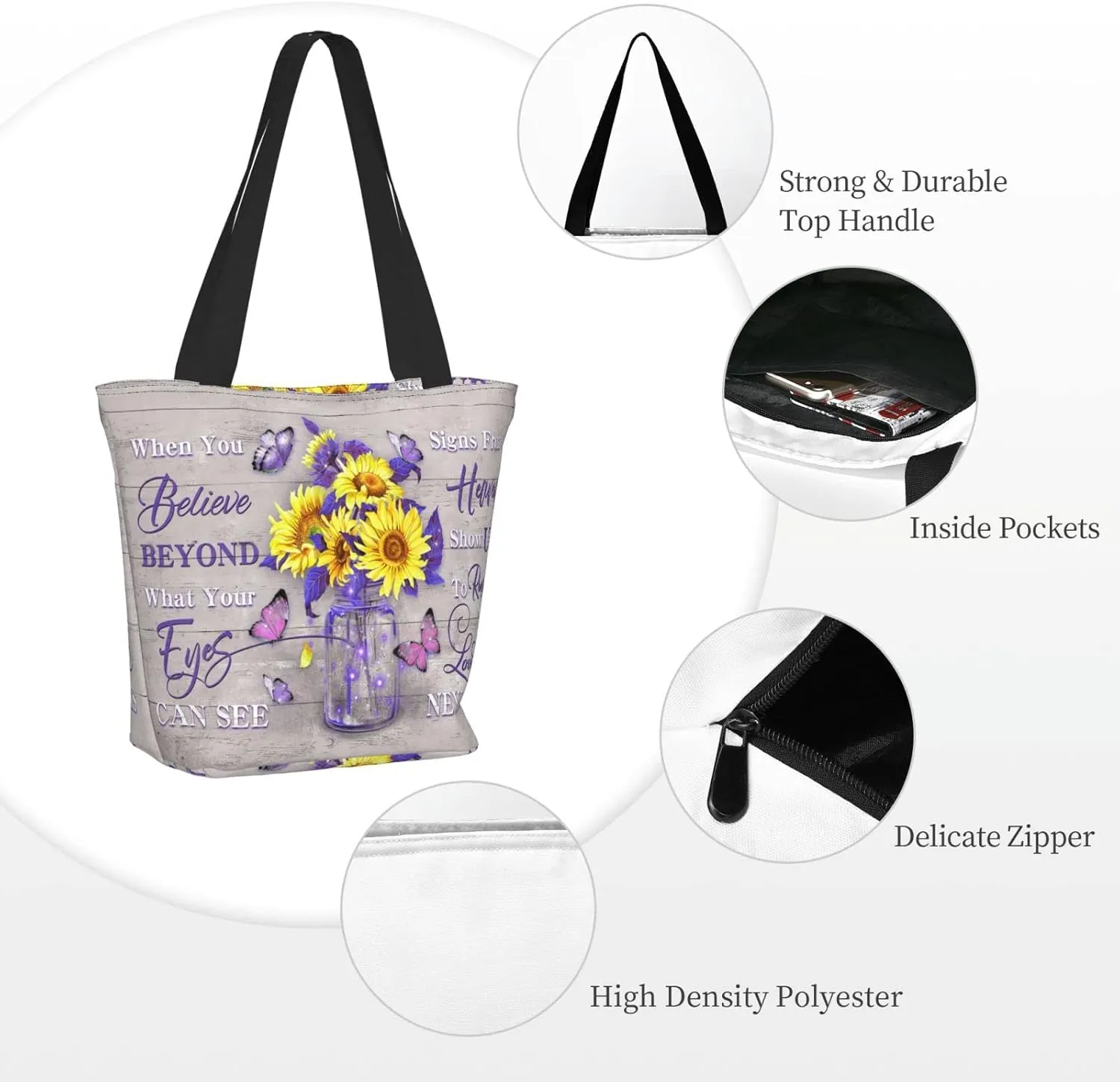 SENROLAN Bible Tote Bag Christian Reusable Shopping Tote Bag Inspirational Scripture Gift Bags For Women Mothers Day