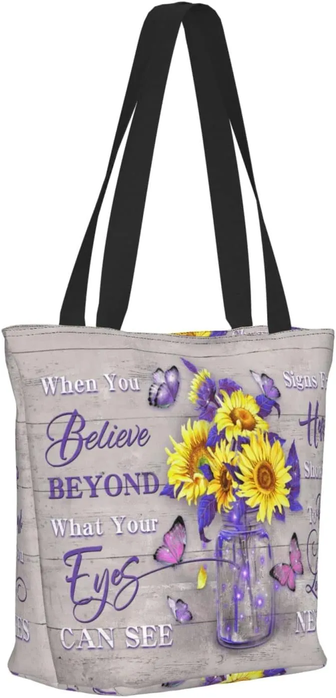 SENROLAN Bible Tote Bag Christian Reusable Shopping Tote Bag Inspirational Scripture Gift Bags For Women Mothers Day
