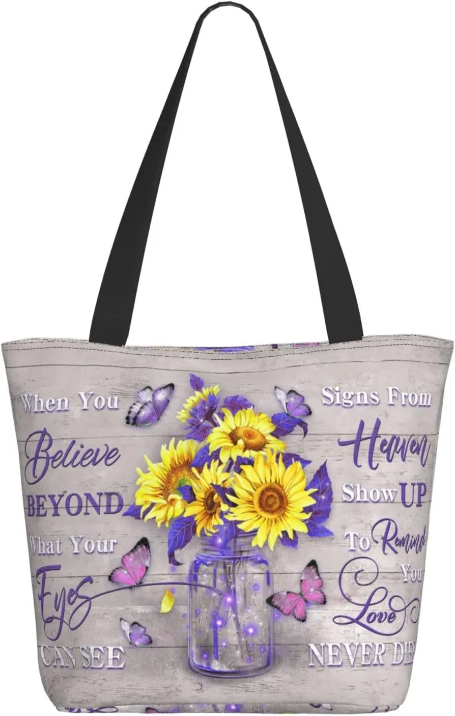 SENROLAN Bible Tote Bag Christian Reusable Shopping Tote Bag Inspirational Scripture Gift Bags For Women Mothers Day