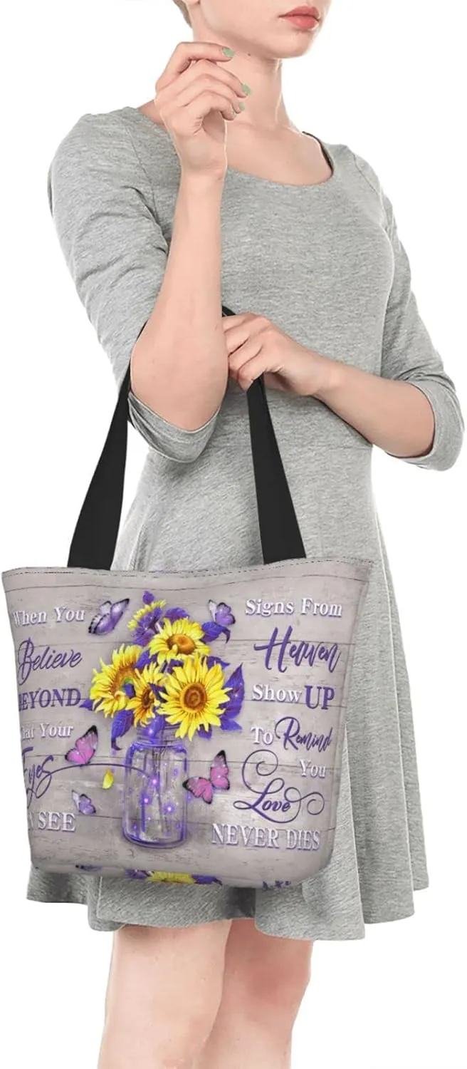 SENROLAN Bible Tote Bag Christian Reusable Shopping Tote Bag Inspirational Scripture Gift Bags For Women Mothers Day