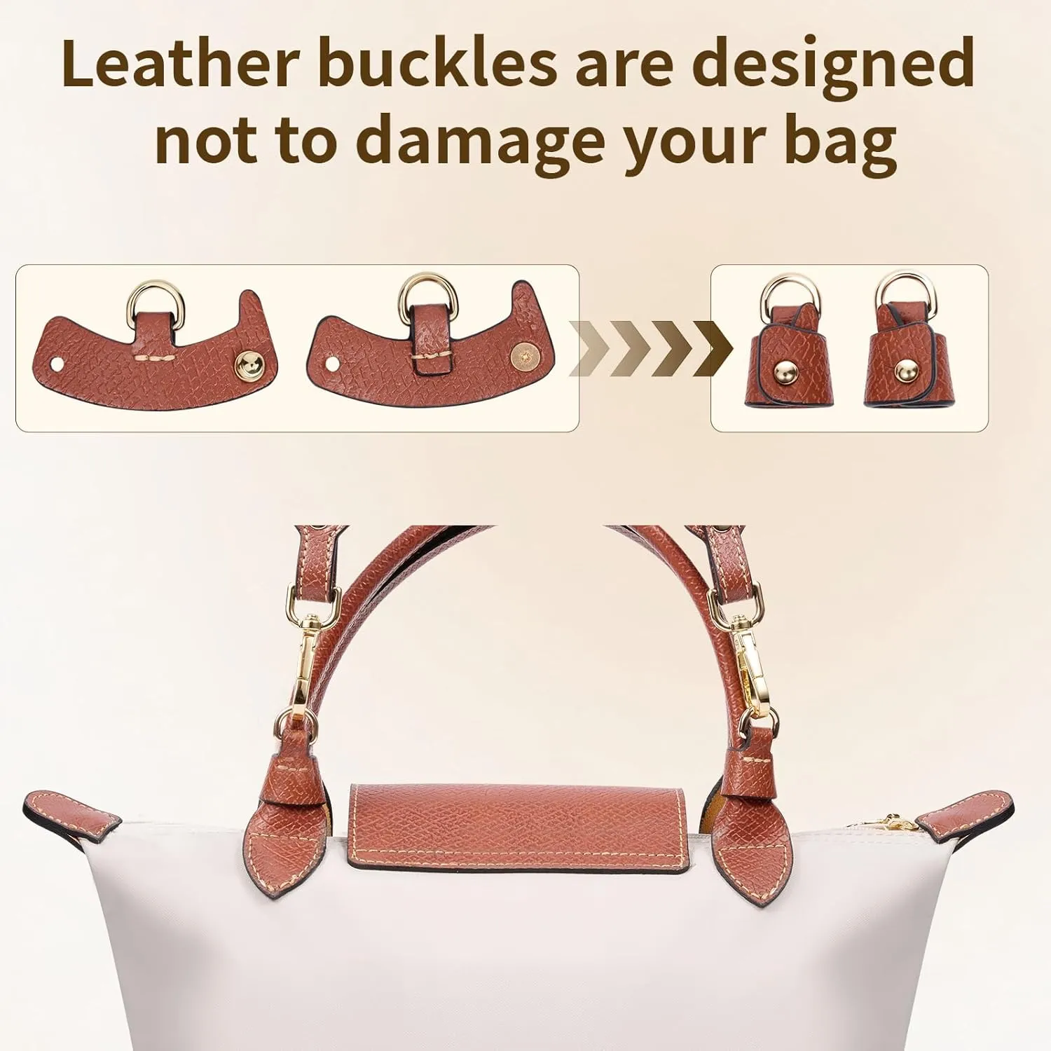 SENTEN Purse Straps Replacement, Leather Crossbody Shoulder Strap Kit Adjustable for S/M Longchamp