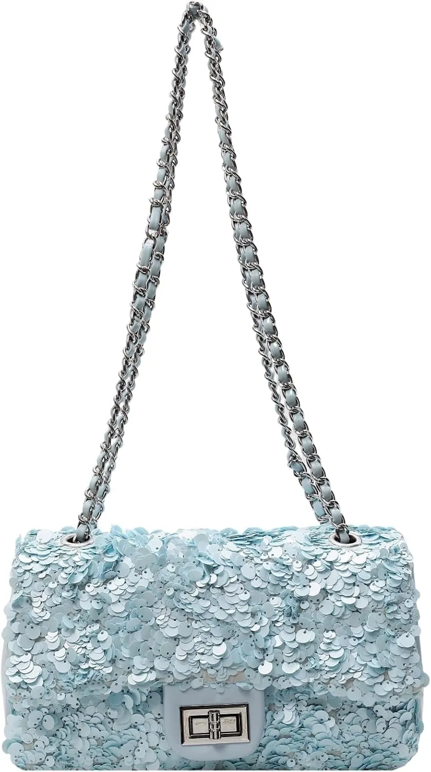 Sequin Crossbody Bags for Women Small Handbags Shinny Shoulder Bag Purse Evening Bag Satchels with Chain Strap