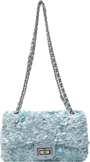 Sequin Crossbody Bags for Women Small Handbags Shinny Shoulder Bag Purse Evening Bag Satchels with Chain Strap