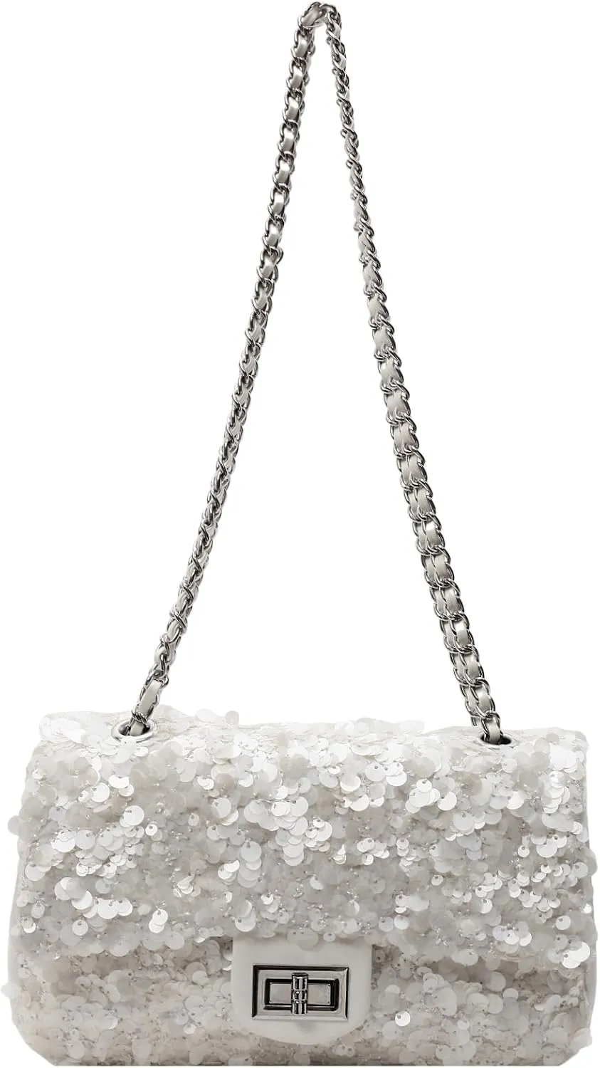 Sequin Crossbody Bags for Women Small Handbags Shinny Shoulder Bag Purse Evening Bag Satchels with Chain Strap