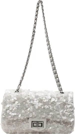 Sequin Crossbody Bags for Women Small Handbags Shinny Shoulder Bag Purse Evening Bag Satchels with Chain Strap