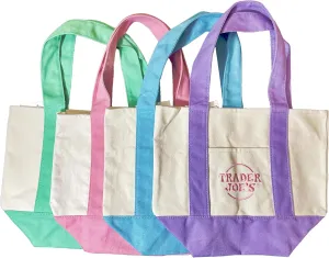 Set of Four Trader Joe's Limited Edition Mini Pastel Canvas Totes Bags
