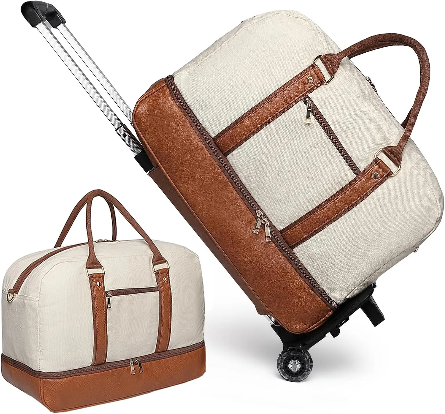 seyfocnia Rolling Duffle Bag with Wheels, Duffle Bag for Travel Women Carry On Luggage Wheeled Overnight Weekender Bag Men
