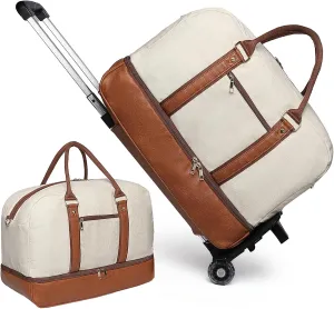 seyfocnia Rolling Duffle Bag with Wheels, Duffle Bag for Travel Women Carry On Luggage Wheeled Overnight Weekender Bag Men
