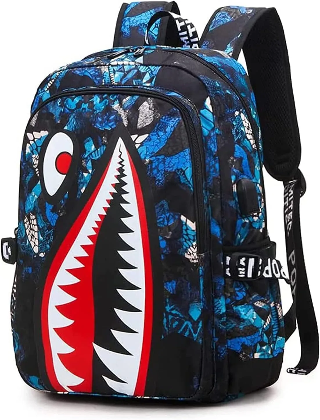 Shark Teens Backpacks Fashion Schoolbag Casual Waterproof Travel USB Laptop Backpack (Style 4)