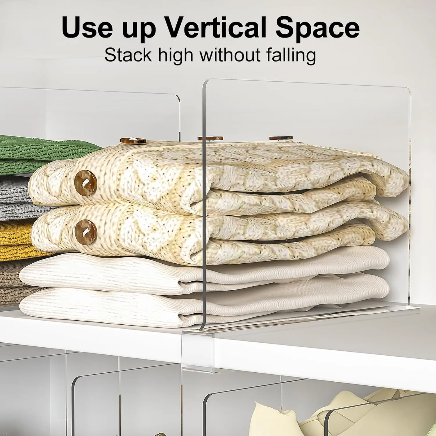 Shelf Dividers Purse Organizer for Closet: 8-Pack Acrylic Bag Storage Organizer for Handbags, Clutches, Clothes, Sweater, Towel