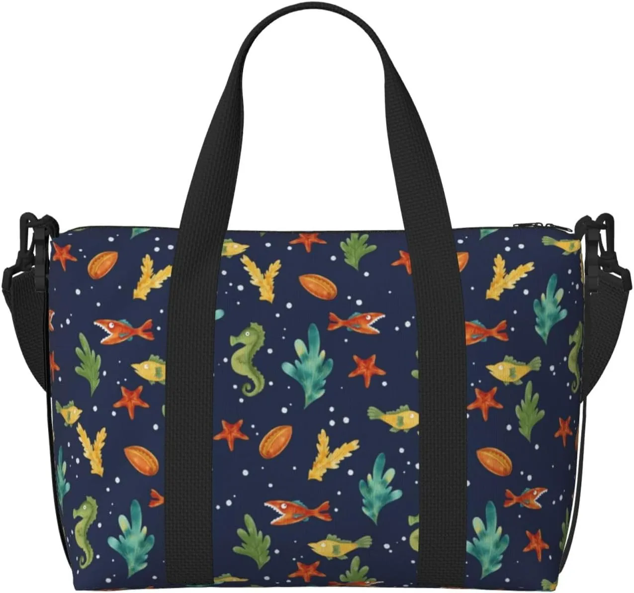 Shells and Seaweed Travel Bag for Women Men Weekender Bags Carry on Overnight Bag Tote Bag Yoga Gym Bag for Gym, Work, Weekend, Travel, Personal Items