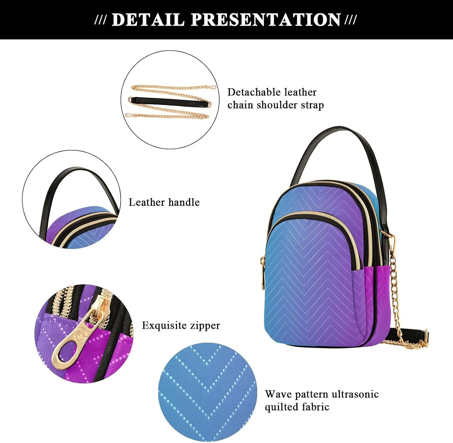Shiny Glitter Lavender Women's Crossbody Bag, Women's Purses and Handbags Cross Body Bag for Woman