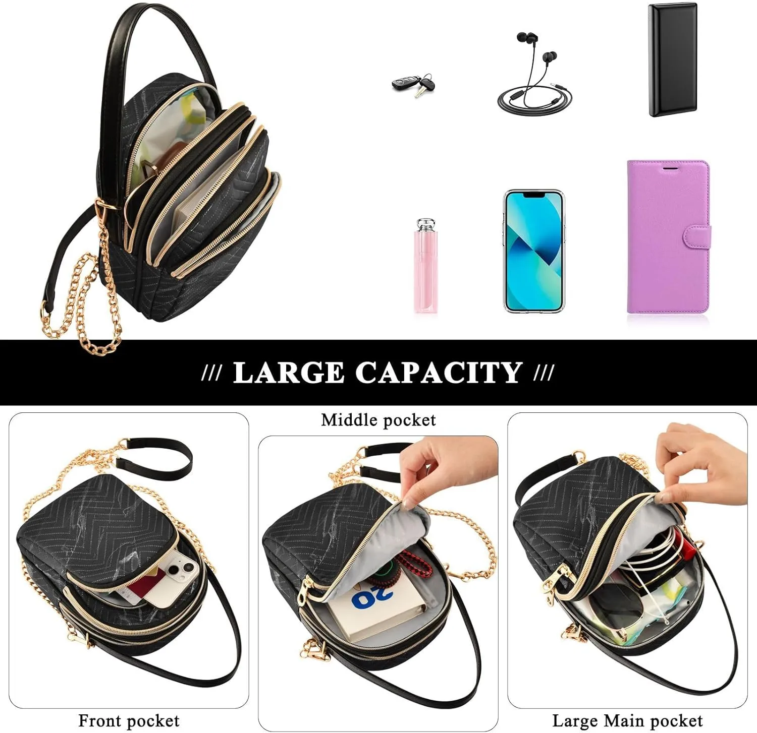 Shiny Glitter Lavender Women's Crossbody Bag, Women's Purses and Handbags Cross Body Bag for Woman