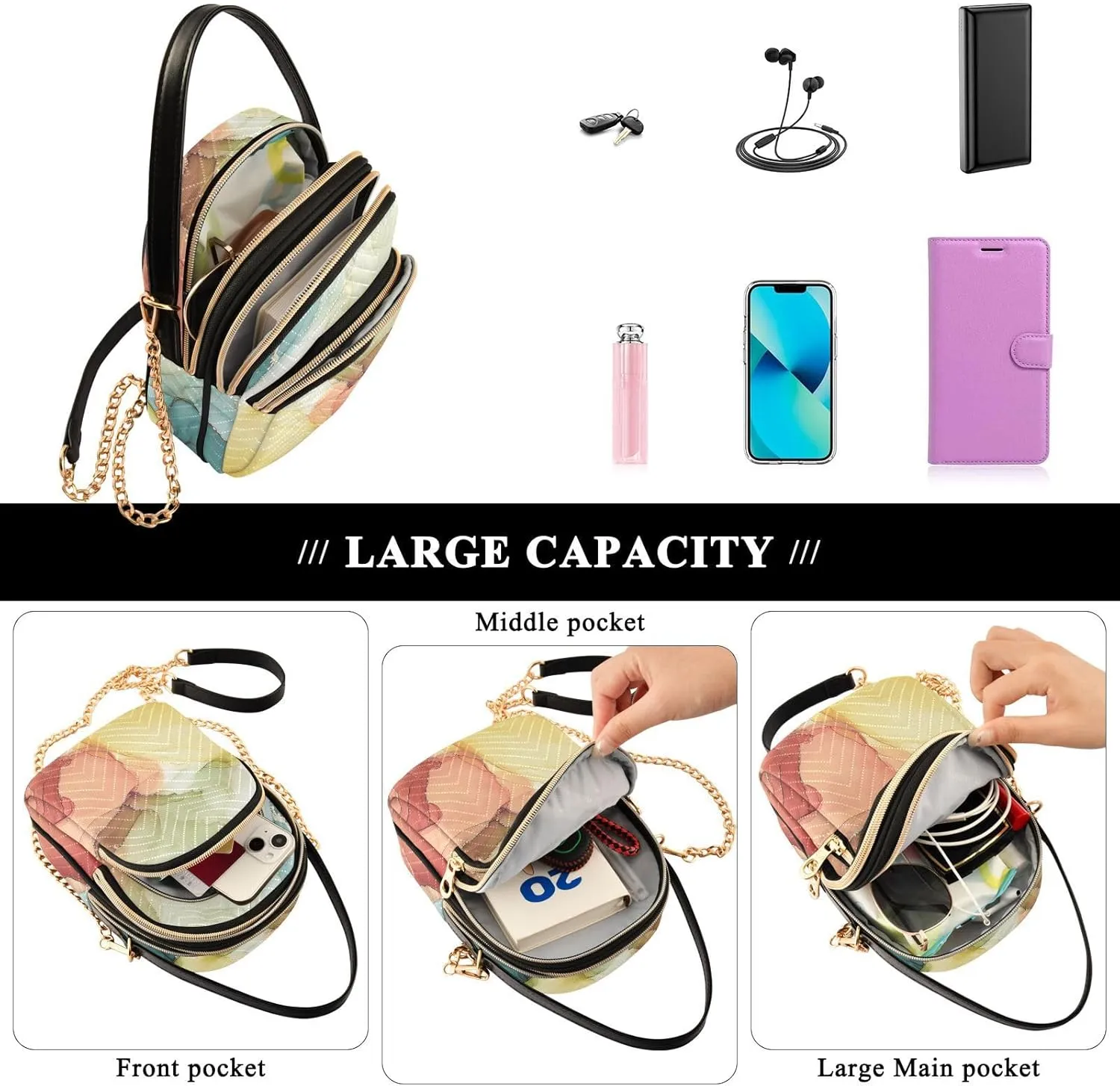 Shiny Glitter Lavender Women's Crossbody Bag, Women's Purses and Handbags Cross Body Bag for Woman