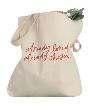 Shopping tote bag | Christian tote by swaygirls | Faith tote bag | Religious totes | Already Loved (Red)
