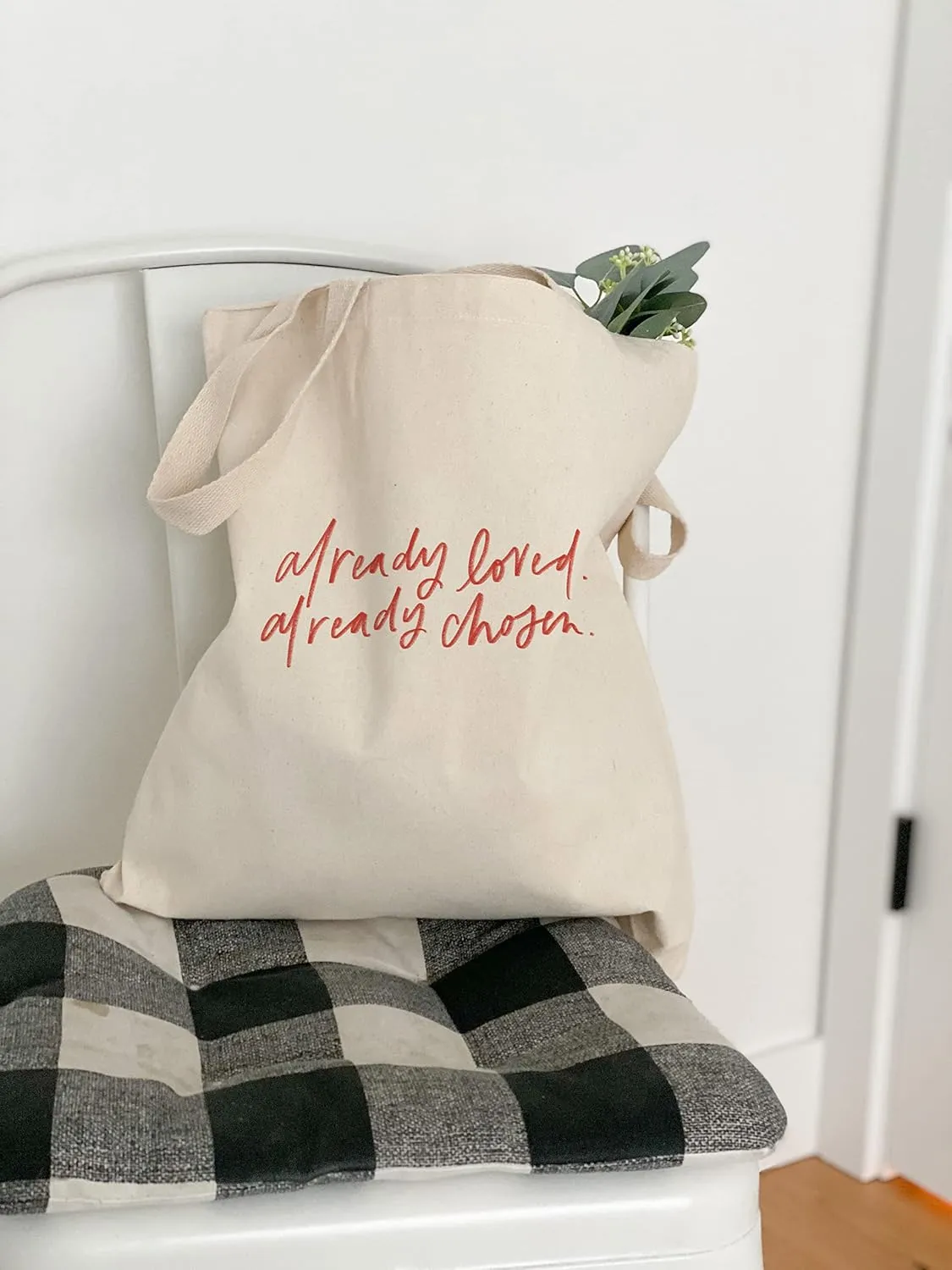 Shopping tote bag | Christian tote by swaygirls | Faith tote bag | Religious totes | Already Loved (Red)