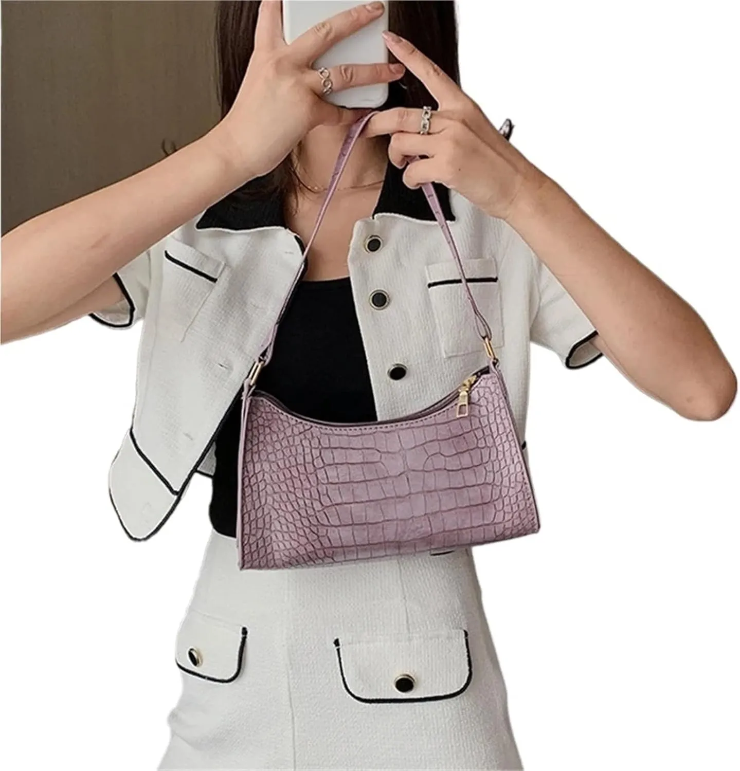 Shoulder Bags Simple PU Leather Armpit Purse Small Handbag Underarm Bag