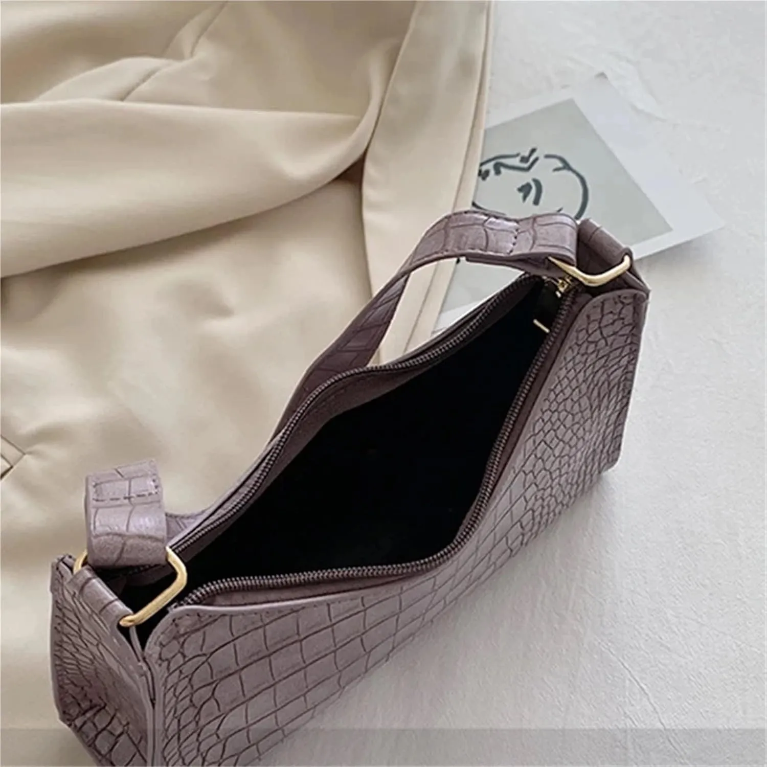 Shoulder Bags Simple PU Leather Armpit Purse Small Handbag Underarm Bag