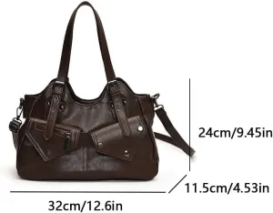 Shoulder Bags Vegan PU Leather Concealed Carry Purse for Women Crossbody Bag Multi Pockets Hobo Handbags