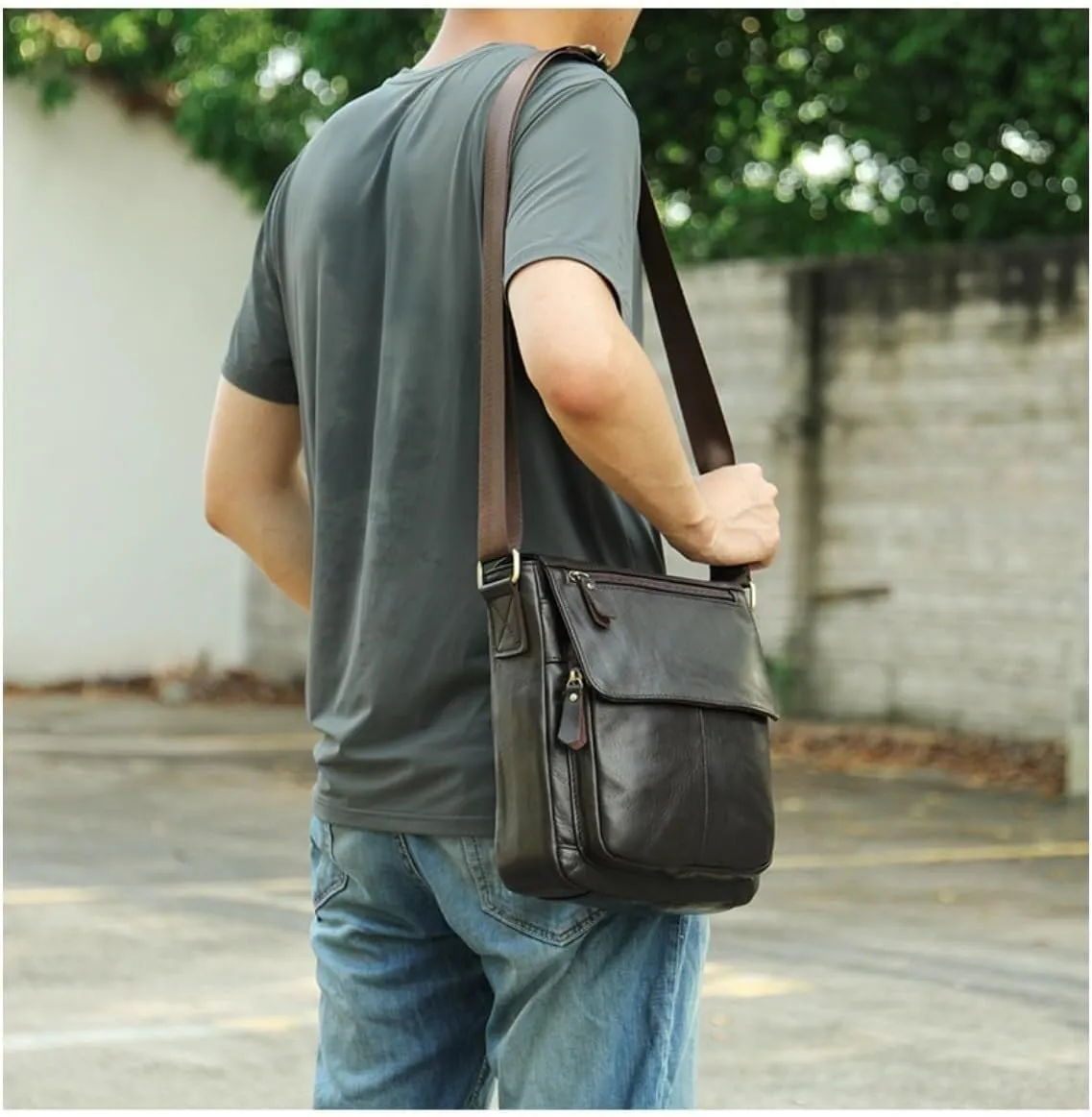 Shoulder Genuine Leather Purse Crossbody Messenger For Men Bag