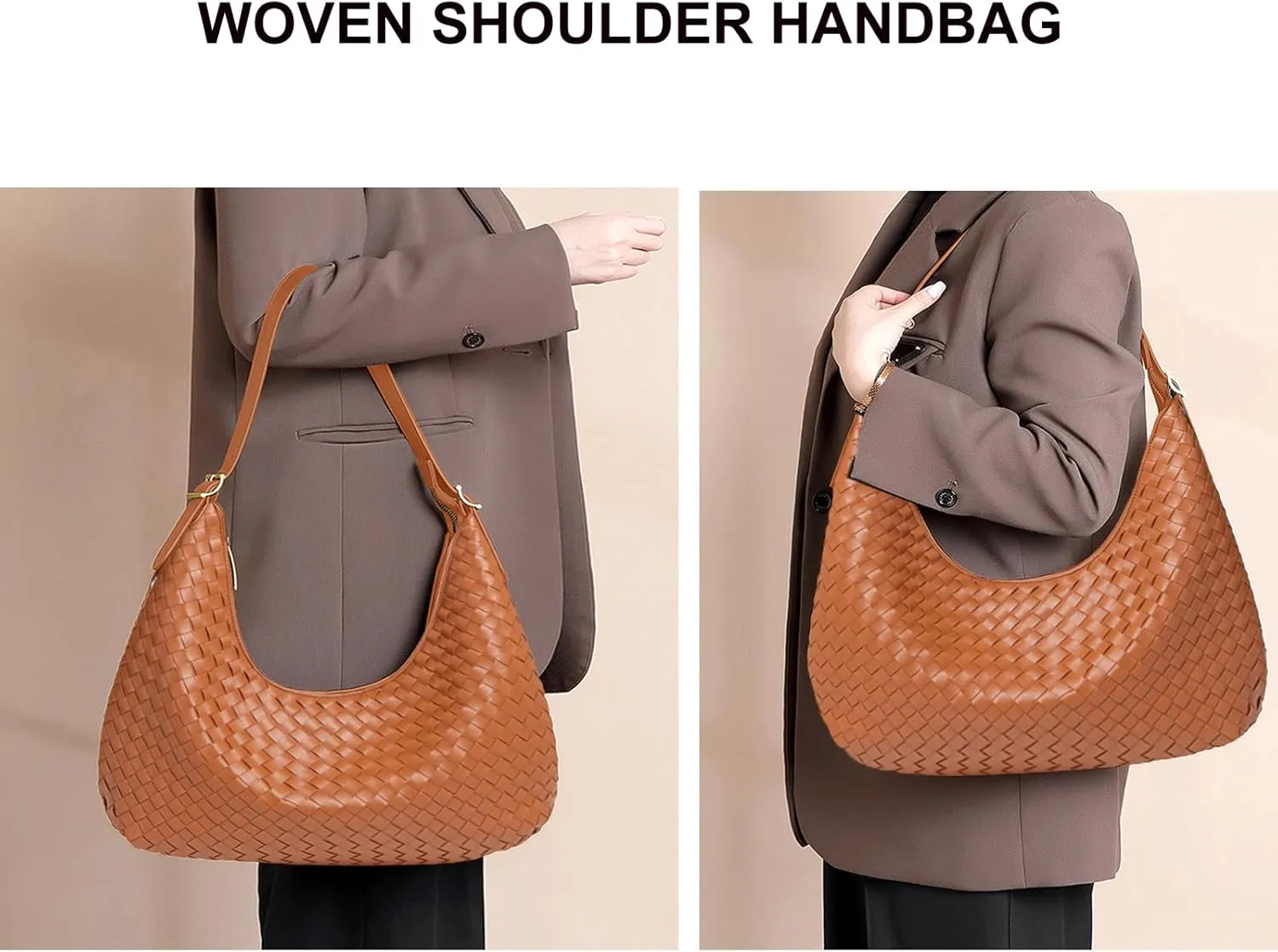 Shoulder Handbags Shoulder Bag for Women Totes Woven Vegan Leather Bag Hand Bag Working Lightweight Bags With Zipper