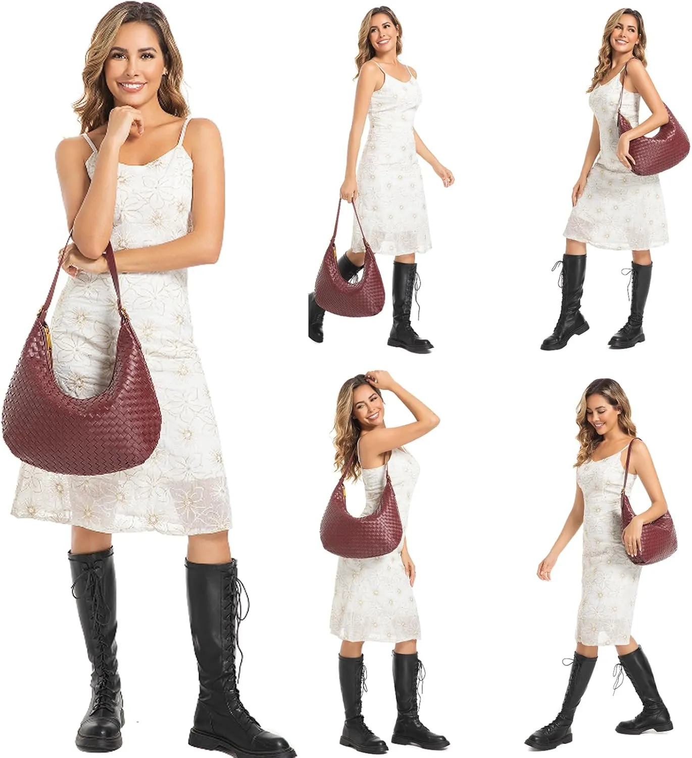 Shoulder Handbags Shoulder Bag for Women Totes Woven Vegan Leather Bag Hand Bag Working Lightweight Bags With Zipper