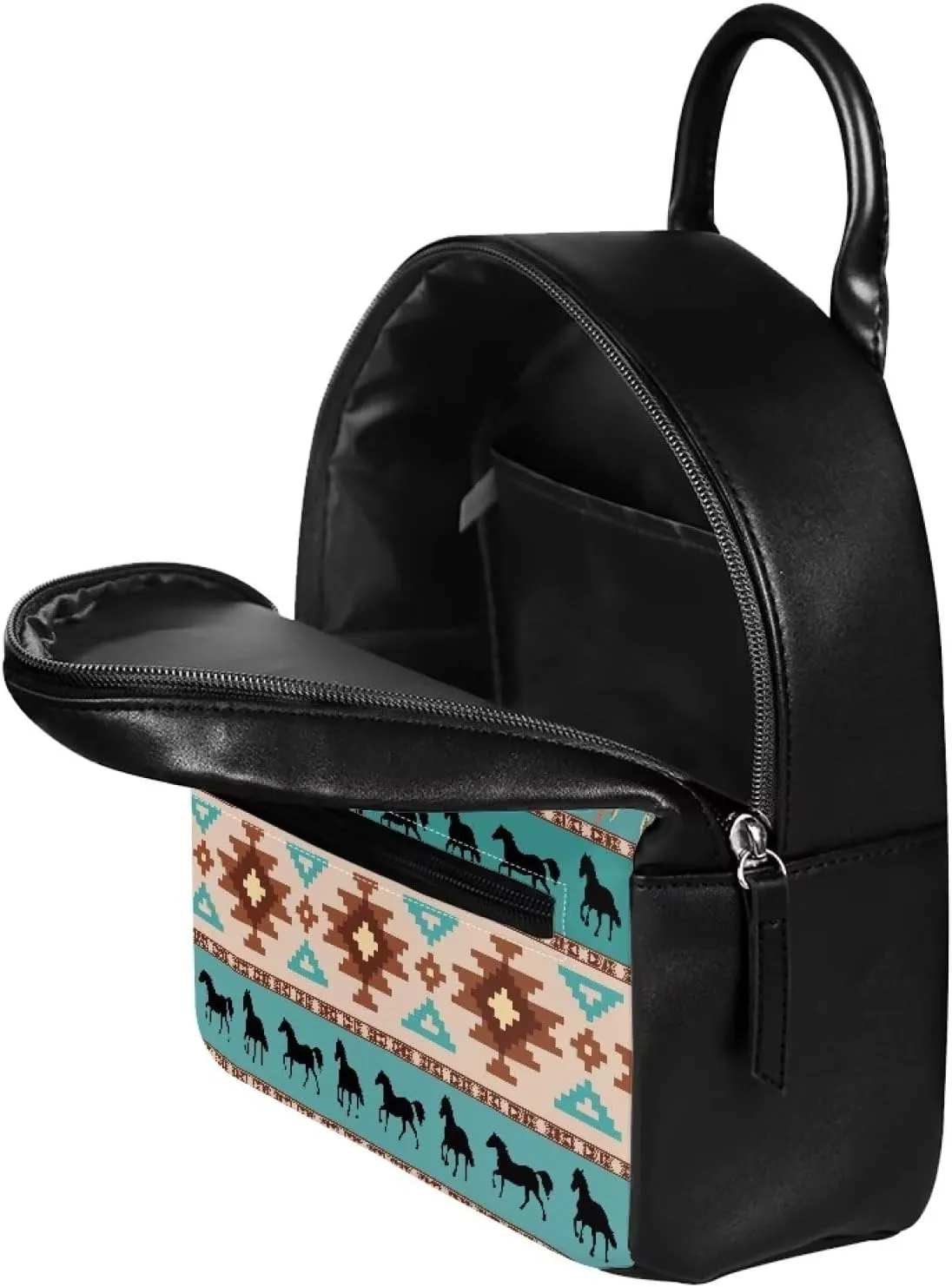 Showudesigns Aztec Horse Backpack Purse for Women Small Leather Shoulder Bags Boho Mini Backpacks Travel Daypack Tote Bag for Teen Girls Rucksack for Work Hiking Daily Use