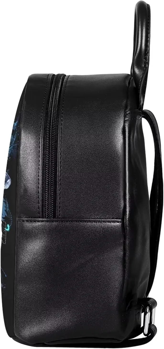 Showudesigns Butterfly Flower Backpack for Women Teenager Purse Small Gifts Mini Pu Leather Backpacks Teen Girls Small Shoulder Bag Casual Daypack Tote Bags Handbag Black