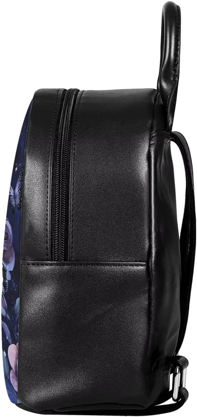 Showudesigns French Bulldog Backpack Purse for Women Mini Backpacks Water-Resistant Small Back Pack Dog Shoulder Bag for School Travel Vacation Min Casual Daypack Handbag Purple Rose