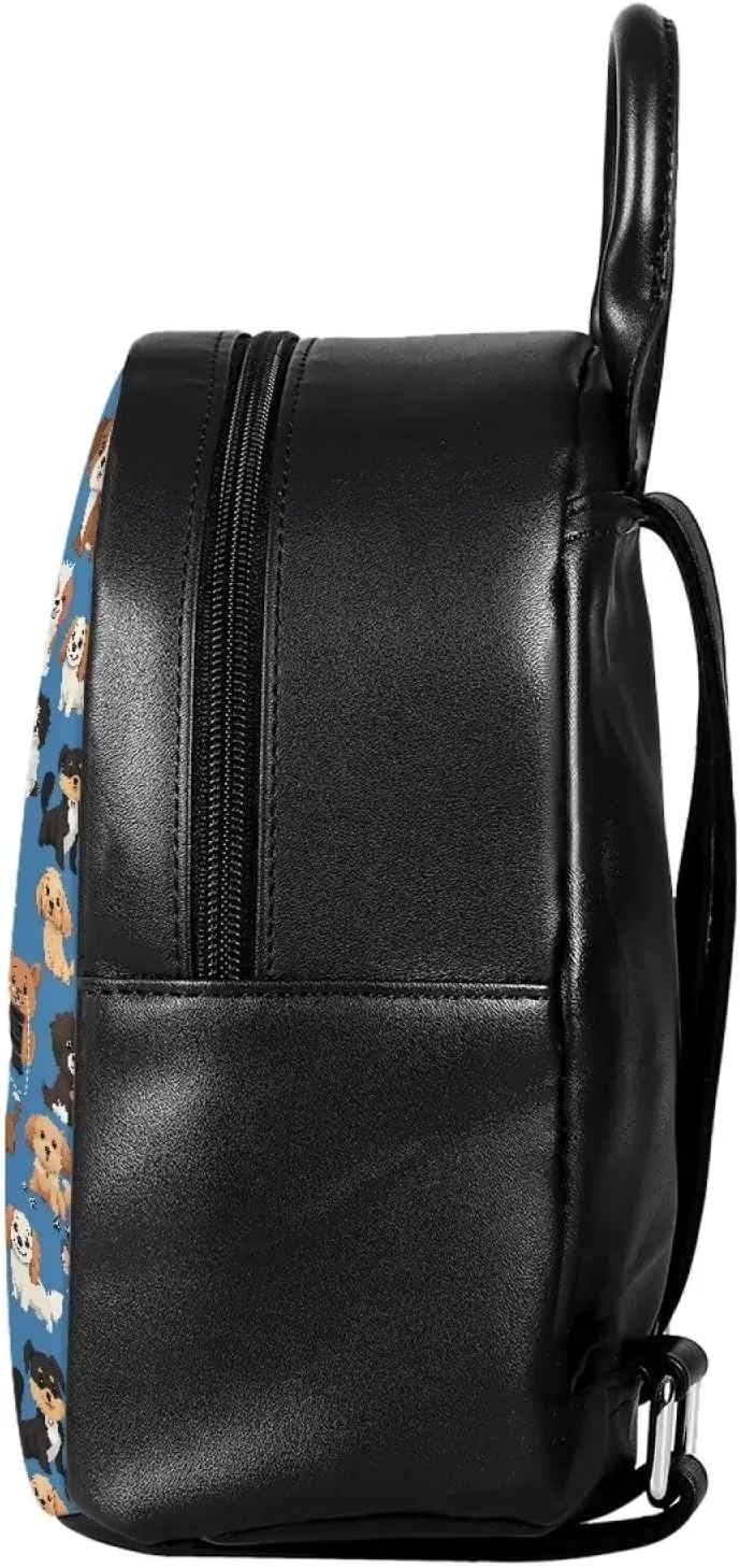 Showudesigns Puppy Dog Mini Backpacks for Teen Girls Purse Leather Small Backpack School Bags Women Travel Daypack Trip Shoulder Bag Cute Back Pack Handbag Blue