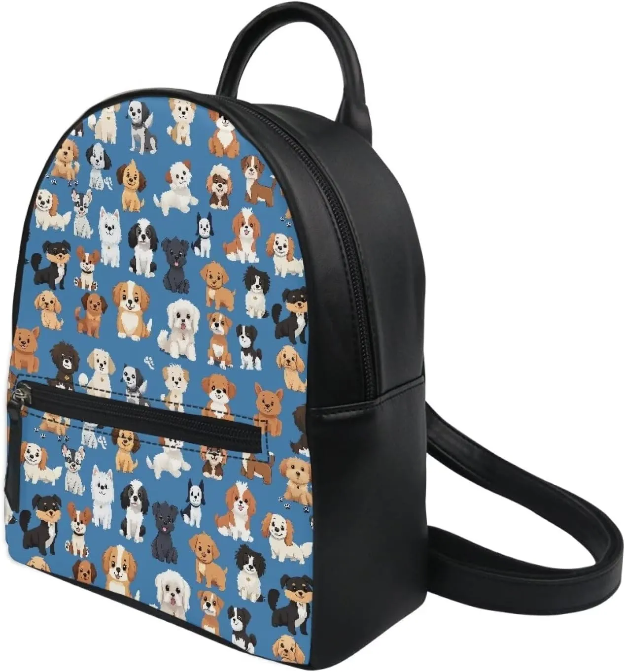 Showudesigns Puppy Dog Mini Backpacks for Teen Girls Purse Leather Small Backpack School Bags Women Travel Daypack Trip Shoulder Bag Cute Back Pack Handbag Blue