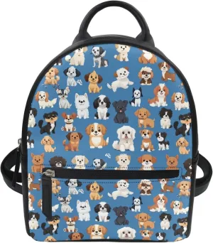 Showudesigns Puppy Dog Mini Backpacks for Teen Girls Purse Leather Small Backpack School Bags Women Travel Daypack Trip Shoulder Bag Cute Back Pack Handbag Blue