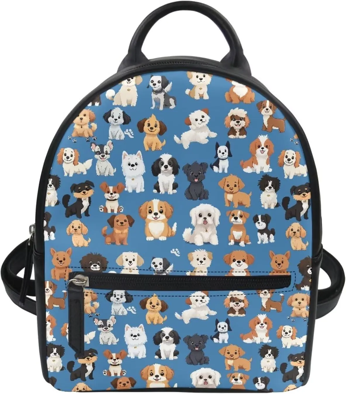 Showudesigns Puppy Dog Mini Backpacks for Teen Girls Purse Leather Small Backpack School Bags Women Travel Daypack Trip Shoulder Bag Cute Back Pack Handbag Blue