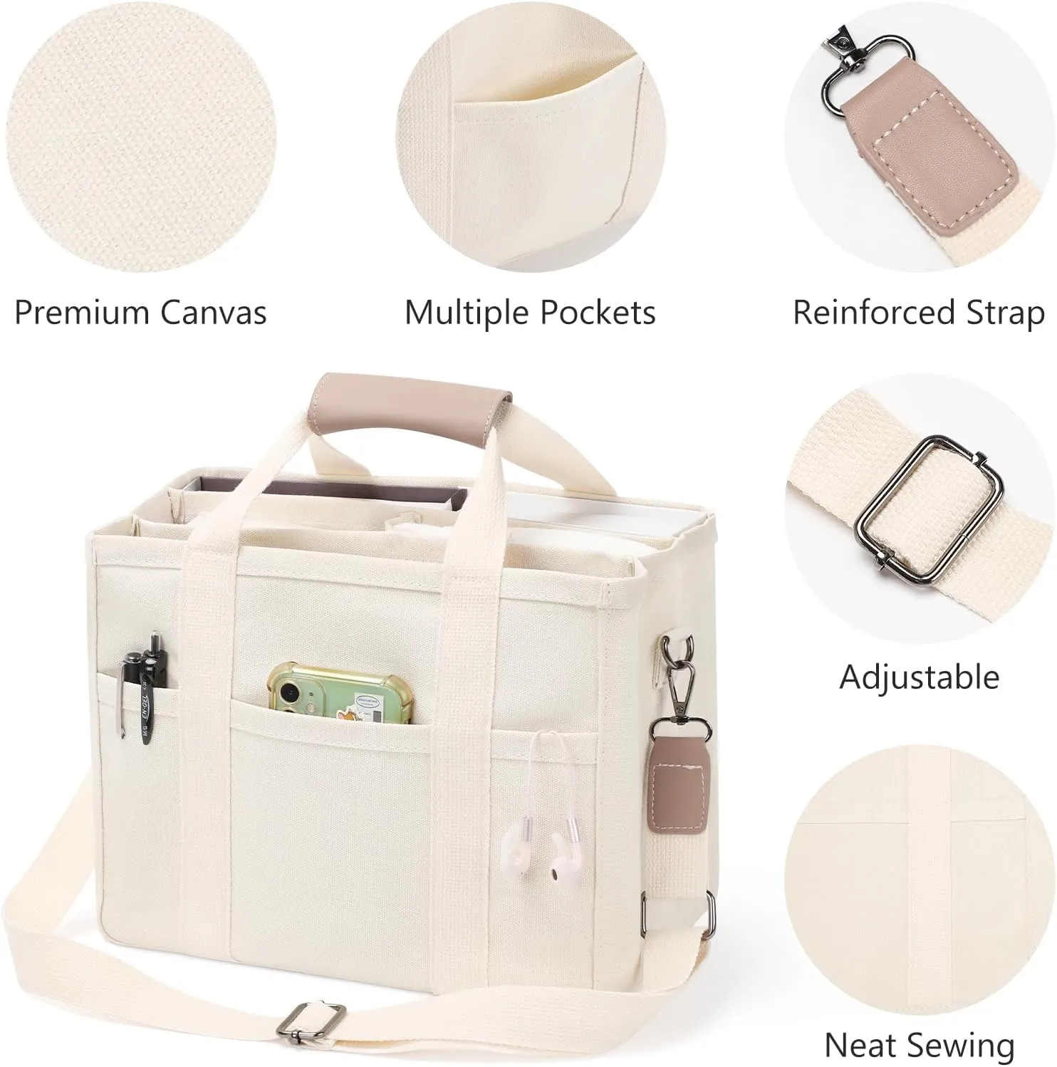 Sightor Canvas Tote Hobo Crossbody Mommy Shoulder Bag Multipocket Large Capacity