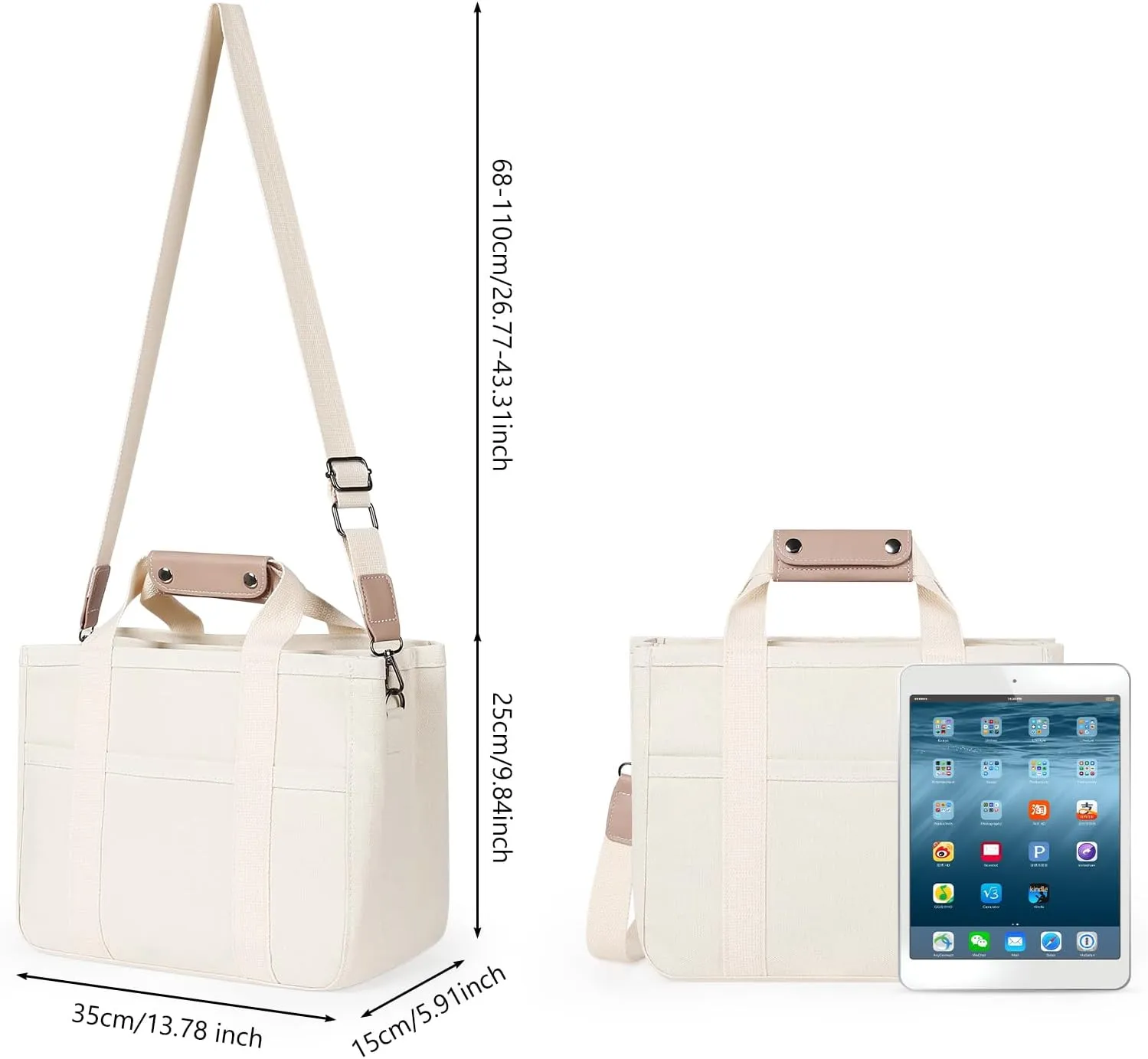 Sightor Canvas Tote Hobo Crossbody Mommy Shoulder Bag Multipocket Large Capacity
