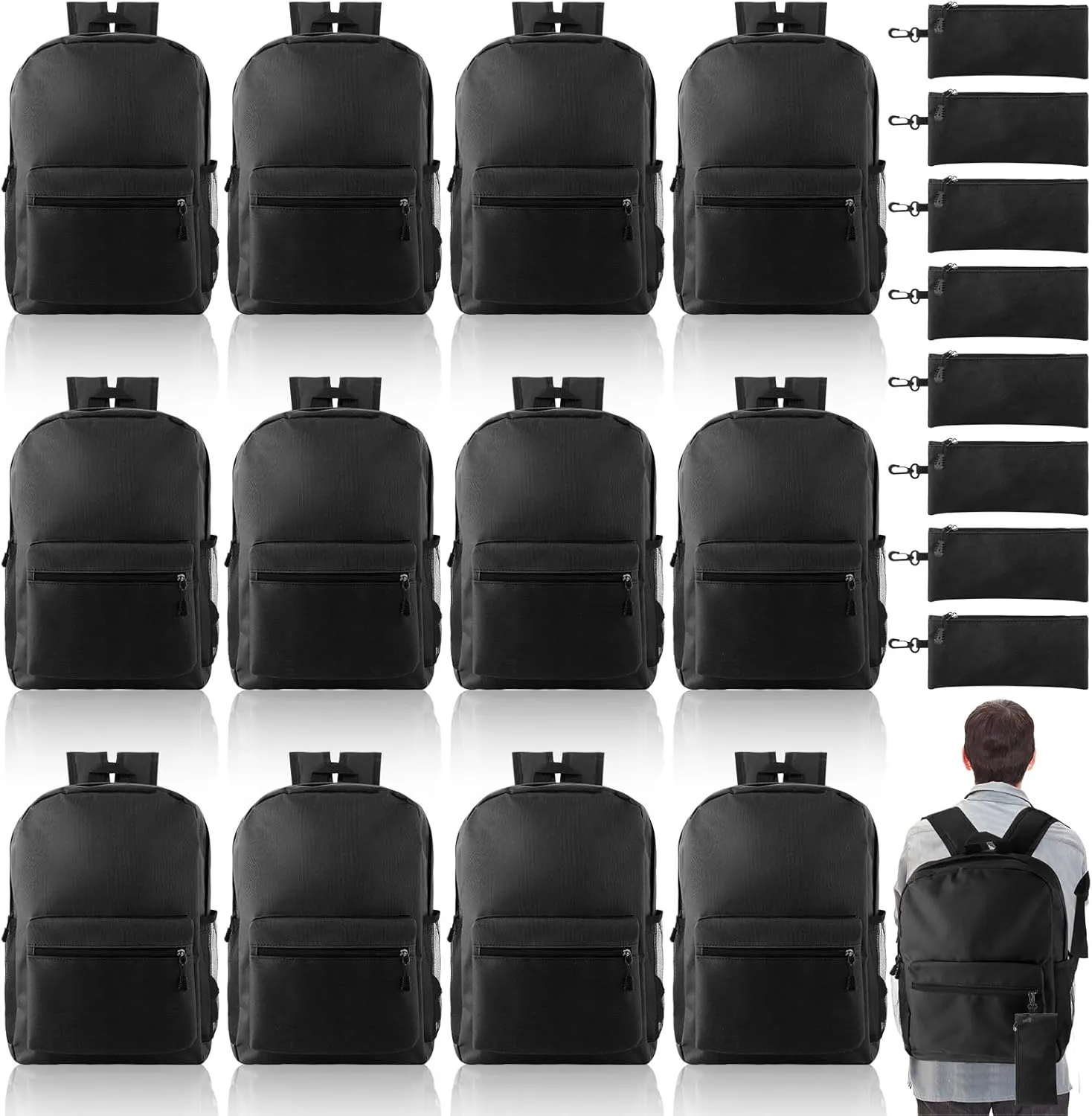 Silkfly 12 Pcs School Backpacks for Students with 12 Zipper Pencil Pouch Lightweight Bookbags Bulk School Supplies