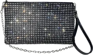 Silver Wristlet Clutch Purse for Women Evening Bags and Clutches Purses Bling Small Purse with Rhinestones Handbag