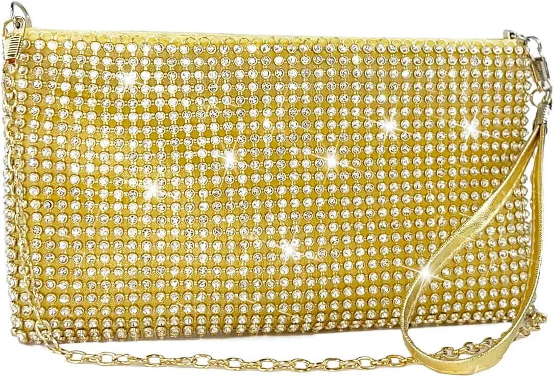 Silver Wristlet Clutch Purse for Women Evening Bags and Clutches Purses Bling Small Purse with Rhinestones Handbag